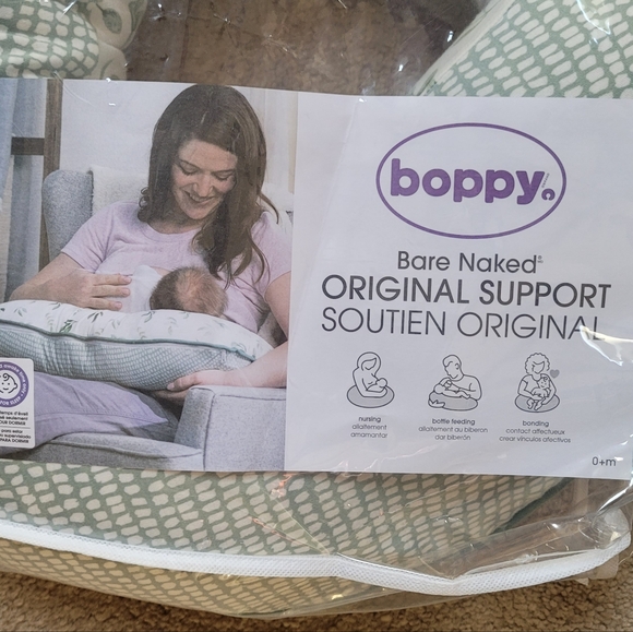 Boppy Original Support Nursing Pillow With Green Leaf Cover - Picture 7 of 8